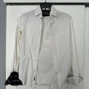 Men’s Guess French Cuff Shirt - Blue White - Size S